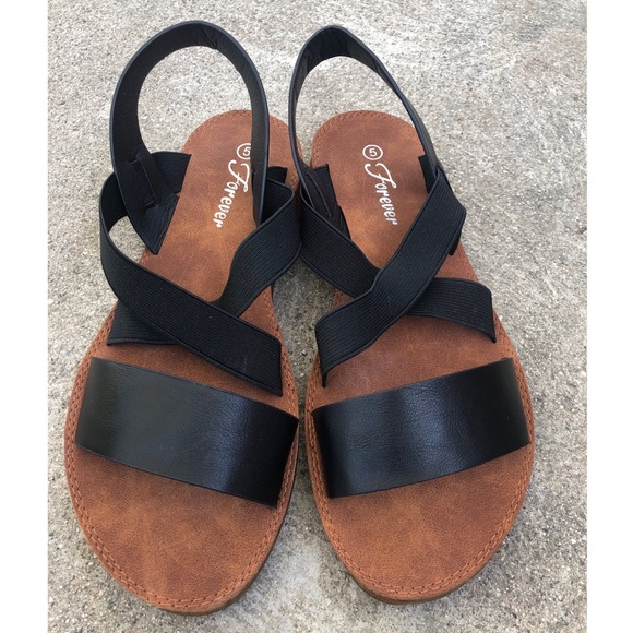 Criss Cross Elastic Strap Sandals - Picture 2 of 6